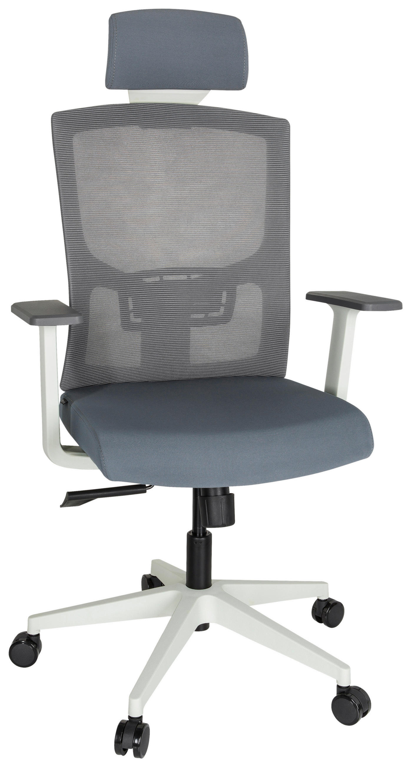 DREHSTUHL Netzbespannung, Flachgewebe Grau, Weiß  - Weiß/Grau, MODERN, Kunststoff/Textil (70/135/58cm) - MID.YOU