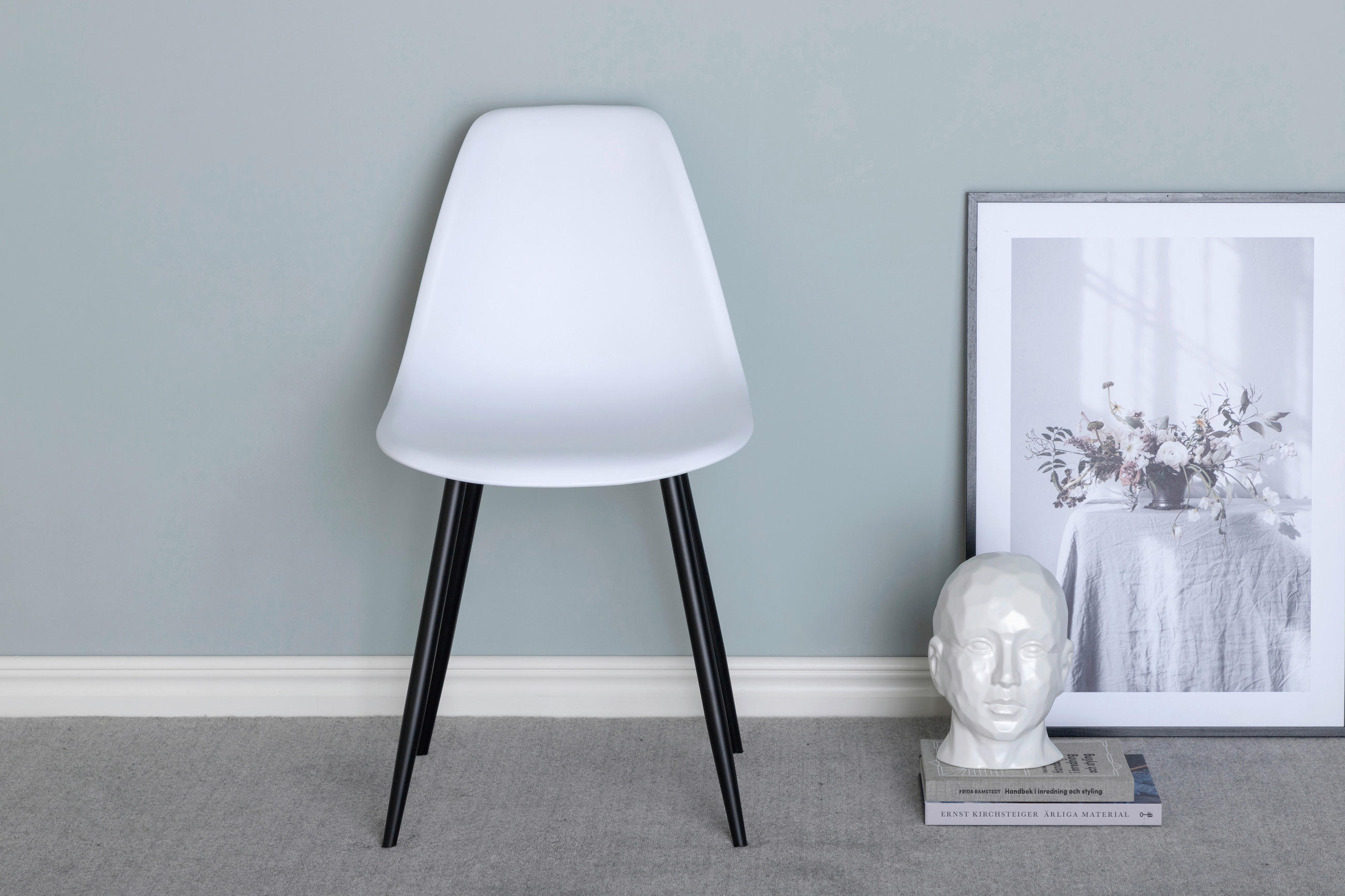STOLSET 2 styck stål matt  - vit/svart, Design, metall/plast (45,5/81/58cm) - Livetastic
