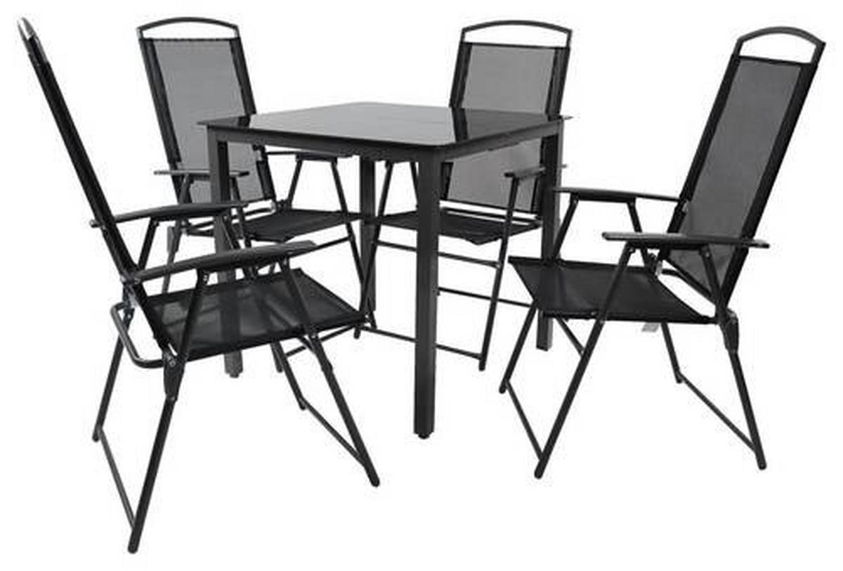 GARTENTISCHGRUPPE   - Anthrazit/Schwarz, Basics, Glas/Textil - Gardenson
