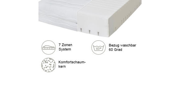 KOMFORTSCHAUMMATRATZE 120/200 cm Höhe ca. 25 cm  - Weiß, Basics, Textil (120/200cm) - Sleeptex