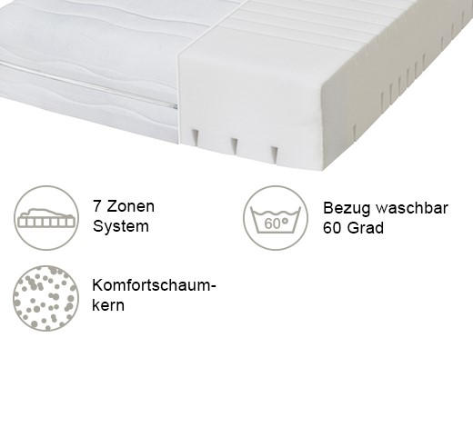 KOMFORTSCHAUMMATRATZE 80/200 cm Höhe ca. 25 cm  - Weiß, Basics, Textil (80/200cm) - Boxxx