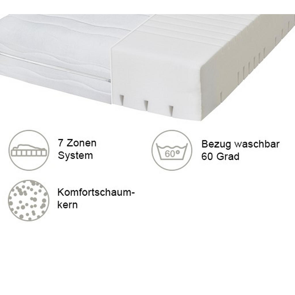 Thumbnail - Boxxx Wendematratze, Weiß, Textil, H2 + H3, 180x200 cm, Oeko-Tex® Standard 100, Bezug abnehmbar/waschbar, für Hausstauba...
