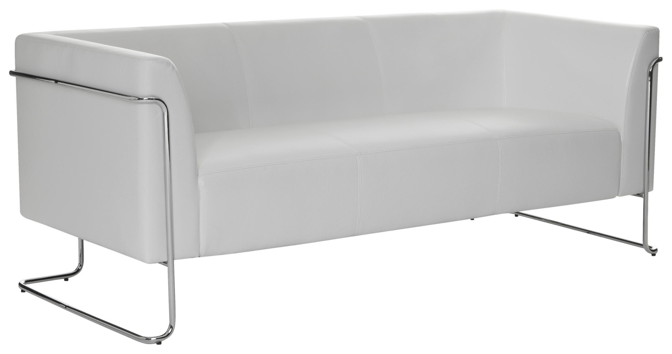 3-SITZER-SOFA in Lederlook Weiß  - Silberfarben/Weiß, MODERN, Textil/Metall (179/71/74cm) - MID.YOU
