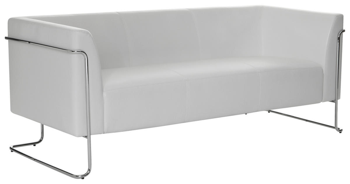 3-SITZER-SOFA in Lederlook Weiß  - Silberfarben/Weiß, MODERN, Textil/Metall (179/71/74cm) - MID.YOU