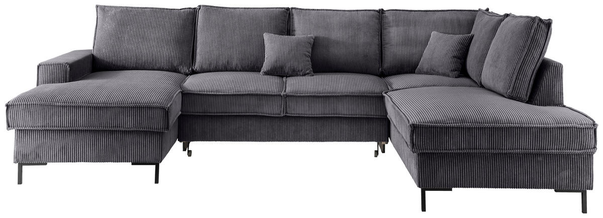 SJEDEĆA GARNITURA tekstil  siva   - siva/crna, Moderno, tekstil/metal (150/309/198cm) - MID.YOU