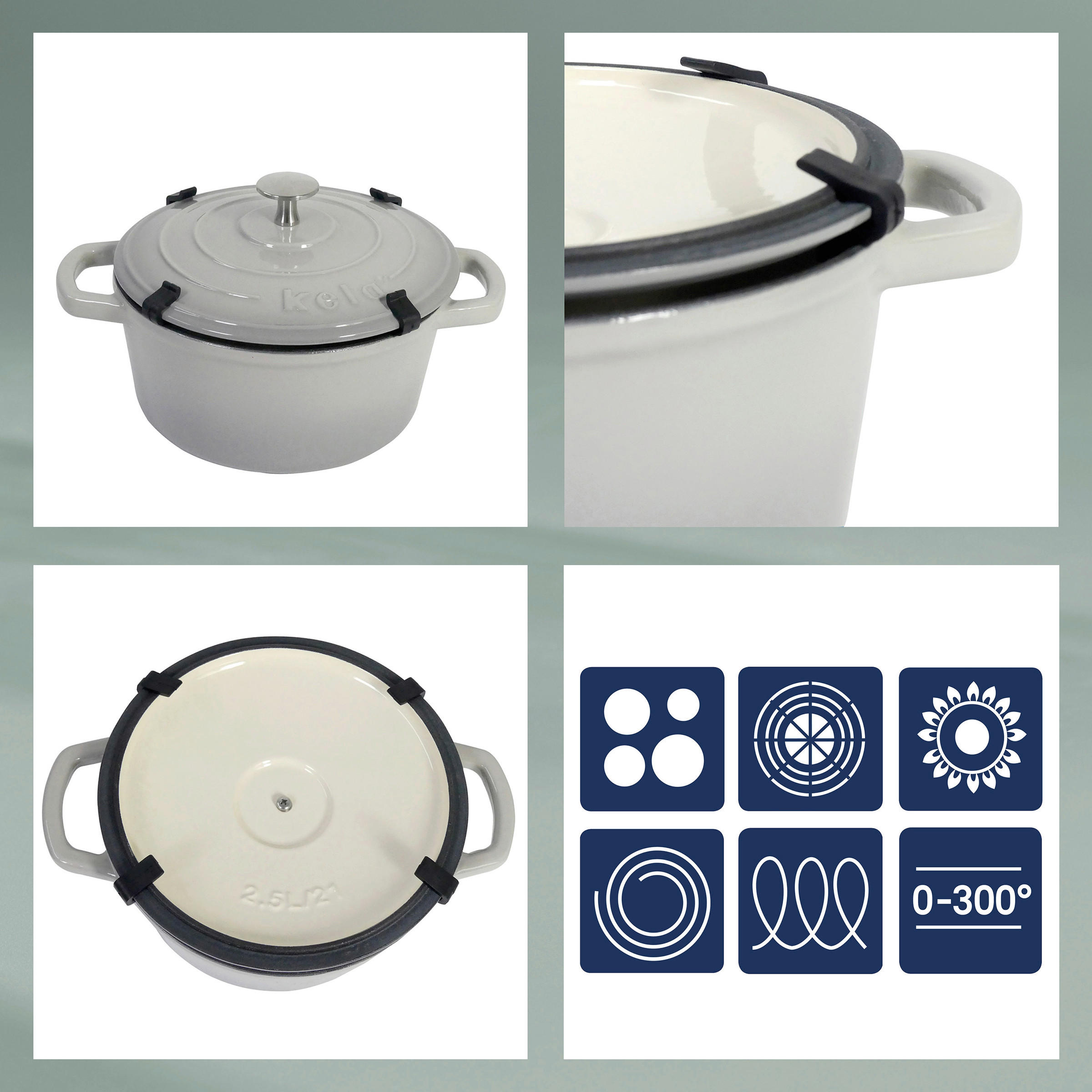 PEKAČ 3.8 l - bež/crvena, Konvencionalno, metal (24/12cm) - Kela