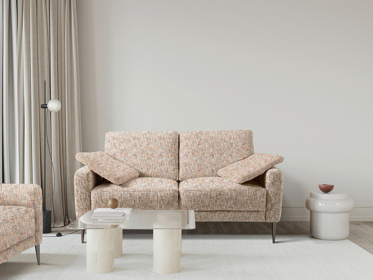 2-SITZER-SOFA Webstoff Blau, Gelb, Rot, Weiss  - Blau/Weiss, Design, Textil/Metall (157/85/92cm) - Livetastic