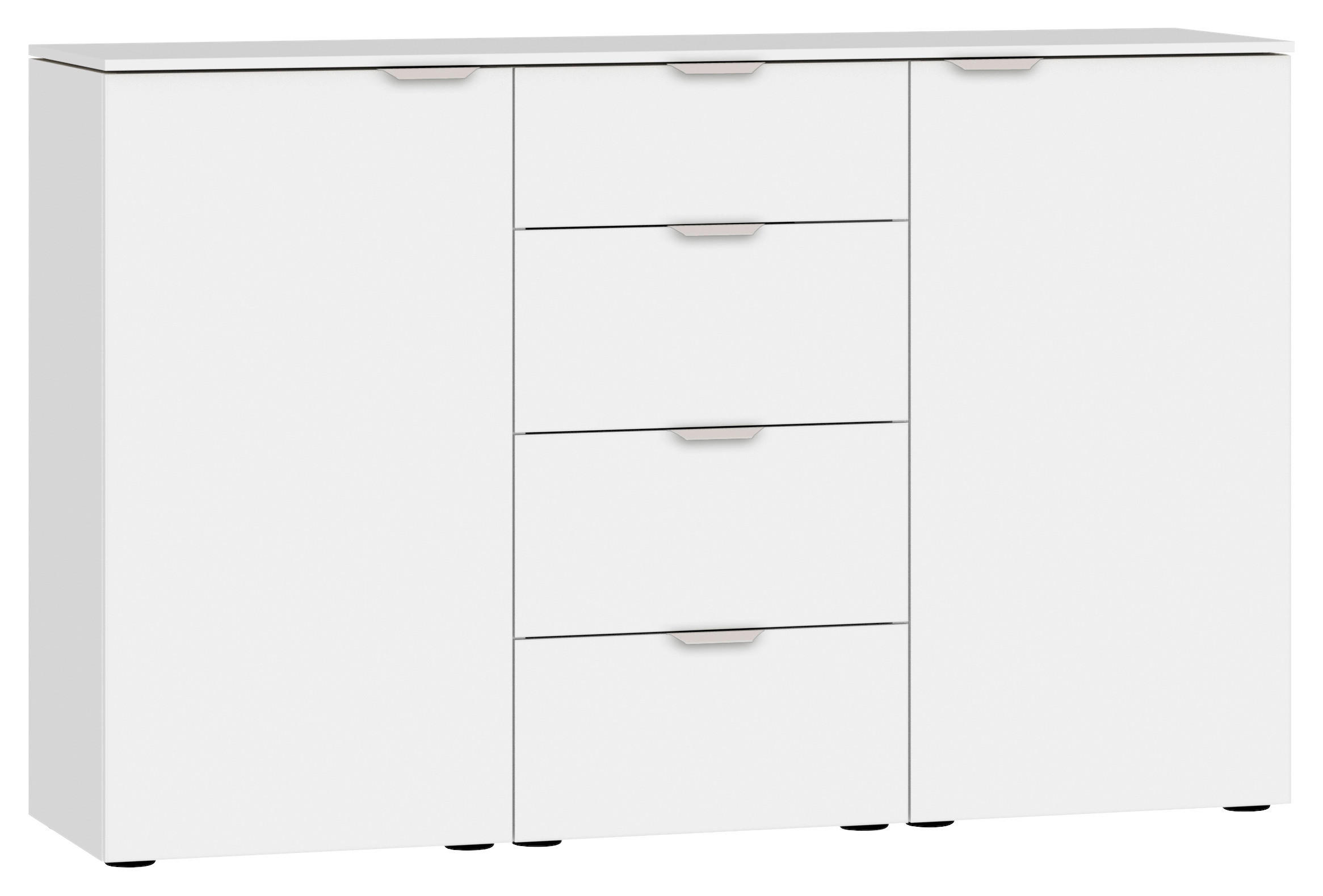 SIDEBOARD 135/87/43 cm  in Weiß  - Edelstahlfarben/Schwarz, Design, Holzwerkstoff/Kunststoff (135/87/43cm) - Jutzler