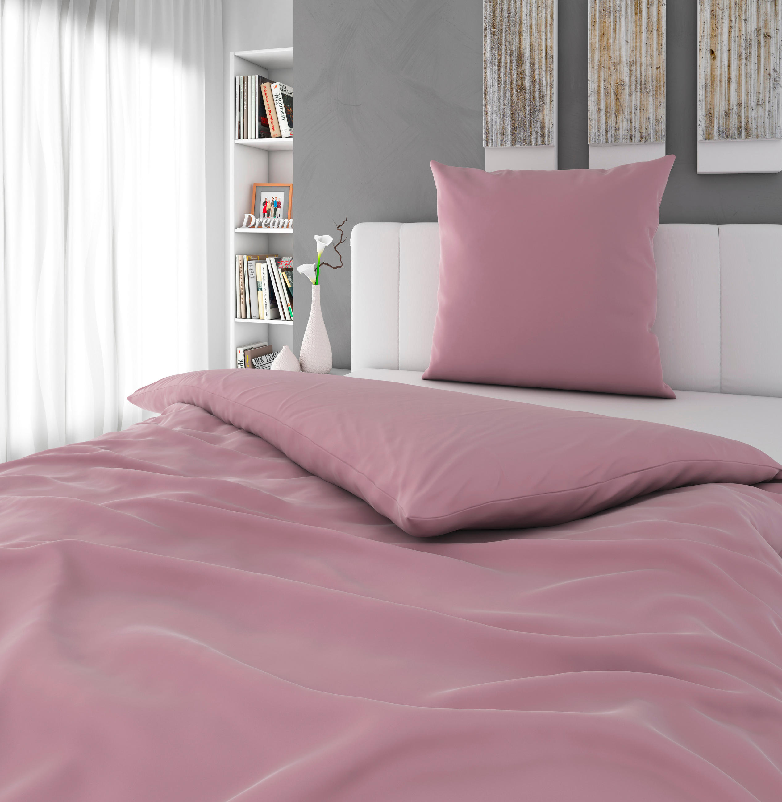 BETTWÄSCHE NIGIRI Satin 155/220 cm  - Hellrosa, Basics, Textil (155/220cm) - Bio:Vio