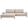 ECKSOFA Creme Flachgewebe  - Creme/Schwarz, Design, Textil/Metall (176/294cm) - Carryhome