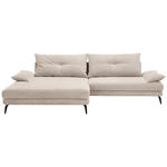 ECKSOFA in Flachgewebe Creme  - Creme/Schwarz, Design, Textil/Metall (176/294cm) - Carryhome