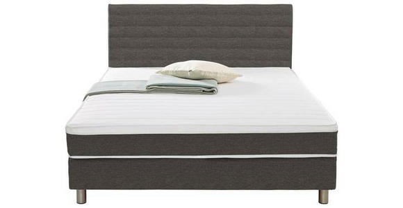 BOXSPRINGBETT 140/200 cm  in Dunkelgrau  - Dunkelgrau, Design, Textil/Metall (140/200cm) - Carryhome