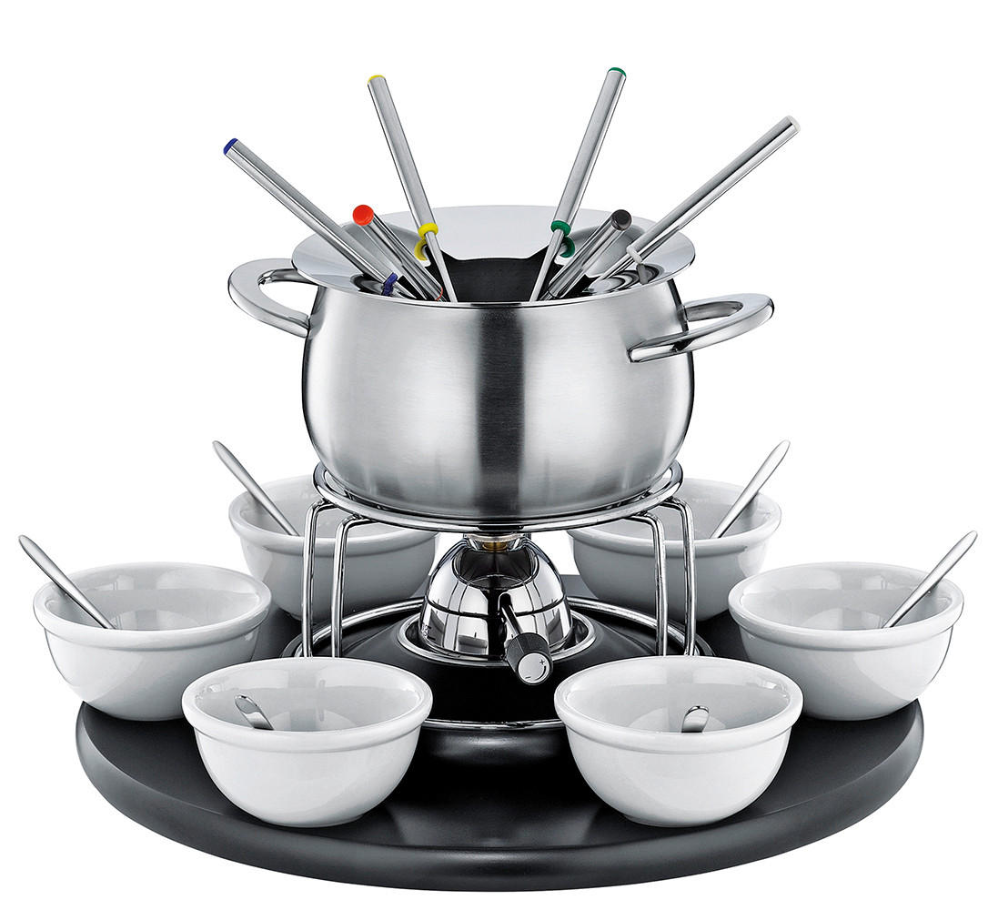 FONDUESET CAROUSEL  - Silberfarben, KONVENTIONELL, Holz/Keramik (19cm) - Spring