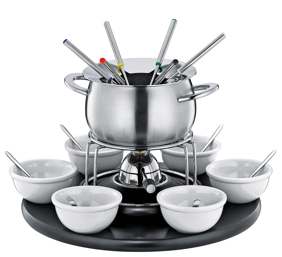 FONDUESET CAROUSEL  - Silberfarben, KONVENTIONELL, Holz/Keramik (19cm) - Spring