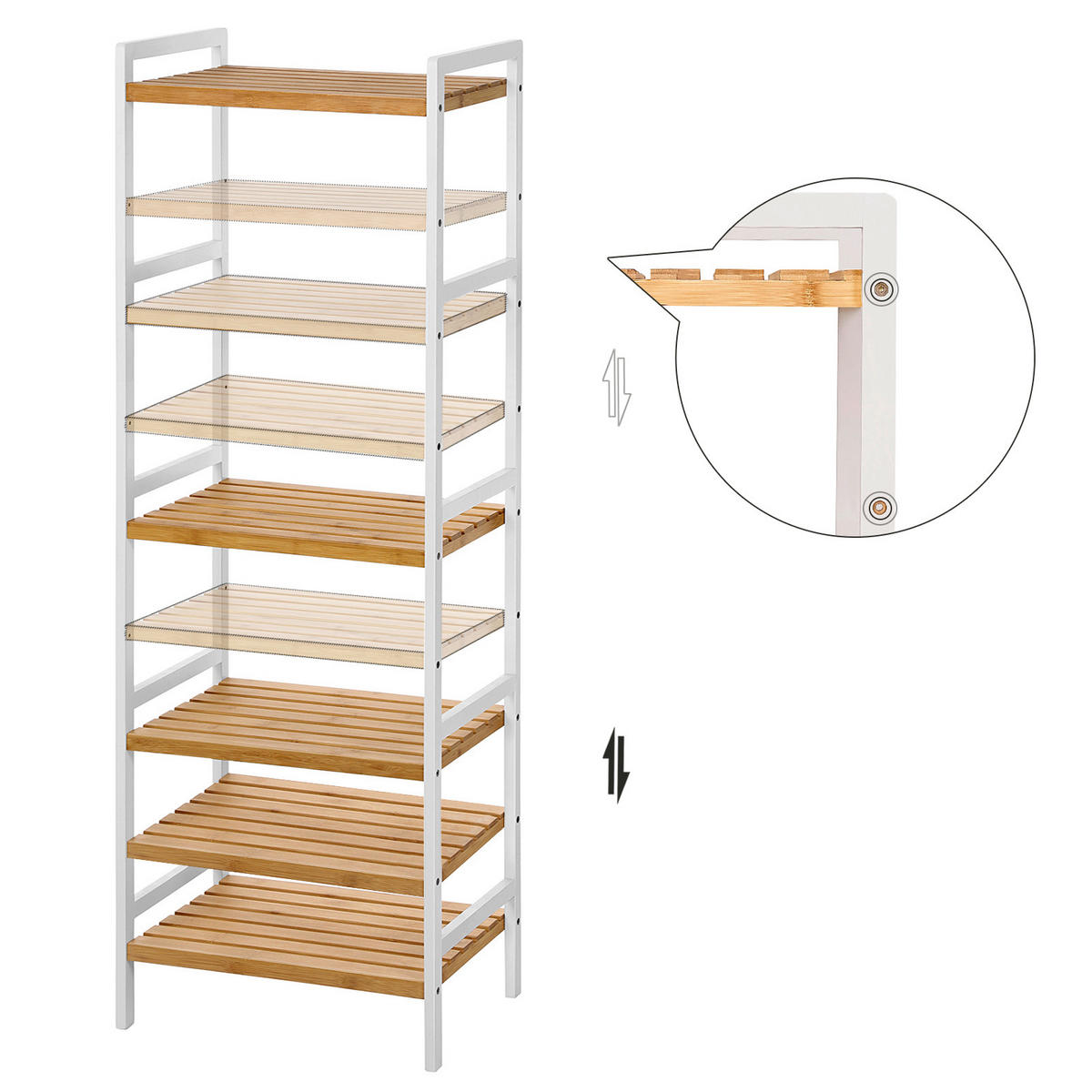 BADEZIMMERREGAL 45/142/31,5 cm  - Naturfarben/Weiß, Basics, Naturmaterialien (45/142/31,5cm)