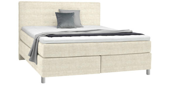 BOXSPRINGBETT 180/200 cm in Creme - Chromfarben/Creme, KONVENTIONELL, Kunststoff/Textil (180/200cm) - Voleo