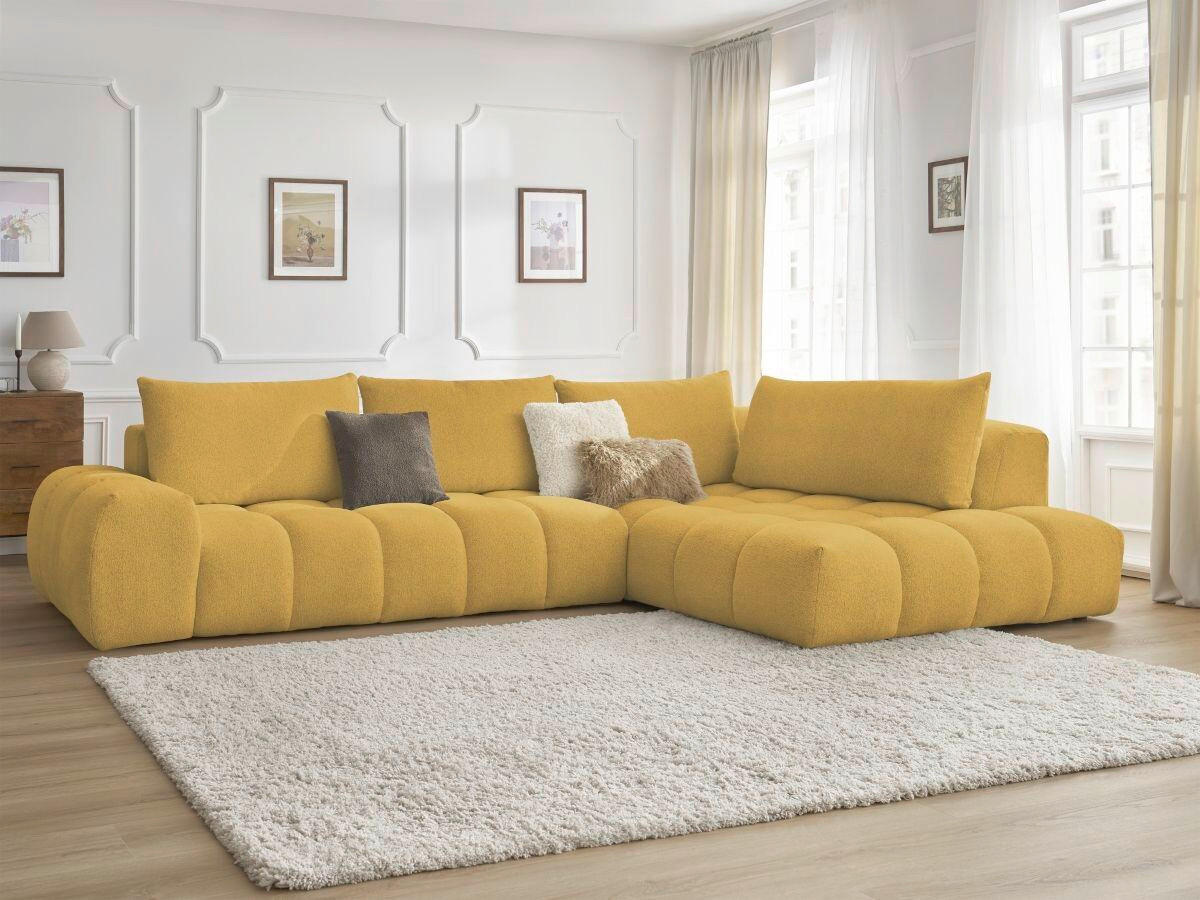 ECKSOFA Ottomane rechts  EVEREST Gelb Flachgewebe  - Gelb/Schwarz, MODERN, Kunststoff/Textil (352/210cm)