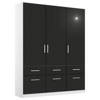 DREHTÜRENSCHRANK in Grau, Weiß  - Chromfarben/Weiß, MODERN, Holzwerkstoff/Kunststoff (136/197/54cm) - Rauch Möbel