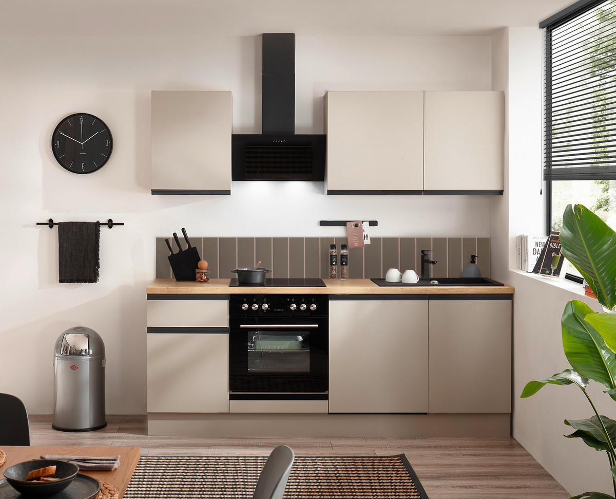 KÜCHENLEERBLOCK 220 cm   in Seidengrau  - Eichefarben/Seidengrau, Trend, Holzwerkstoff/Metall (220cm) - P & B