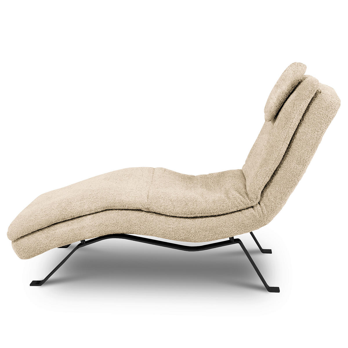 RELAXLIEGE Echtleder Creme  - Creme/Schwarz, Design, Leder/Metall (65/95/171cm) - Celina Home