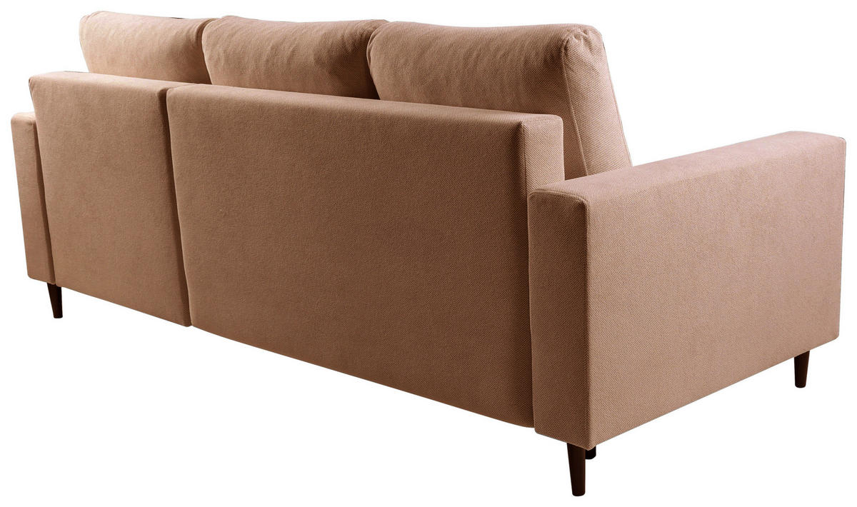ECKSOFA in Struktur Braun  - Schwarz/Braun, Modern, Holz/Kunststoff (230/145cm) - MID.YOU