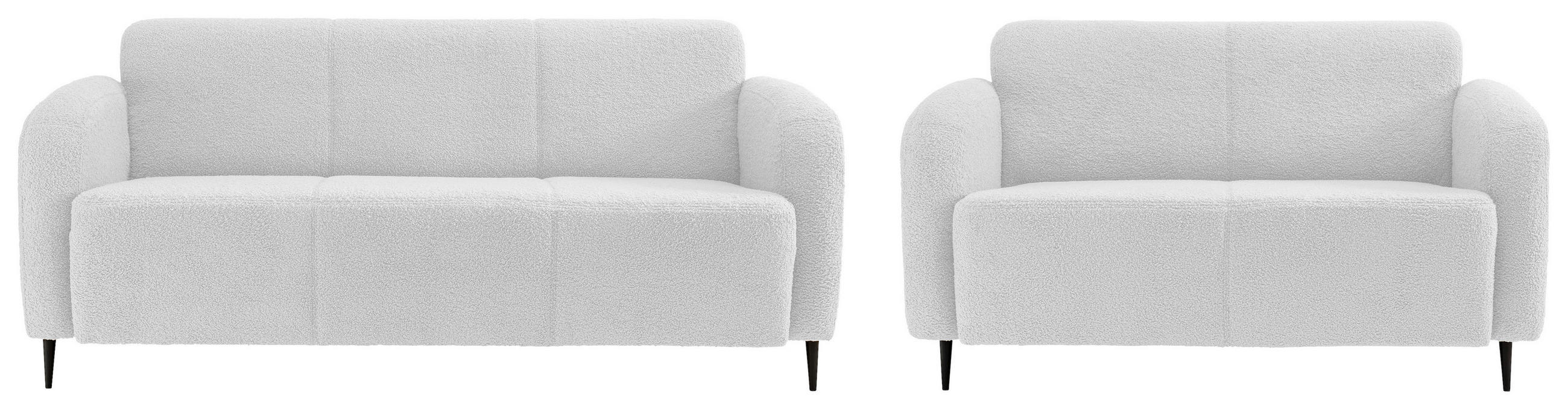 SITZGARNITUR in Teddystoff Weiss  - Weiss/Schwarz, Modern, Textil/Metall (180/76/90cm) - Livetastic