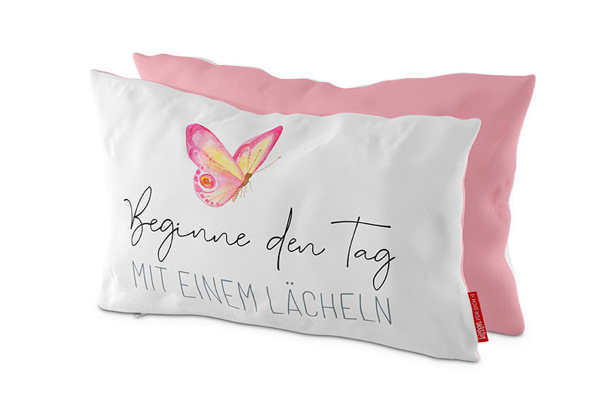 XXXLutz Zierkissen Lovely Greetings Rosa, Schwarz, Weiß 25x13x40 cm