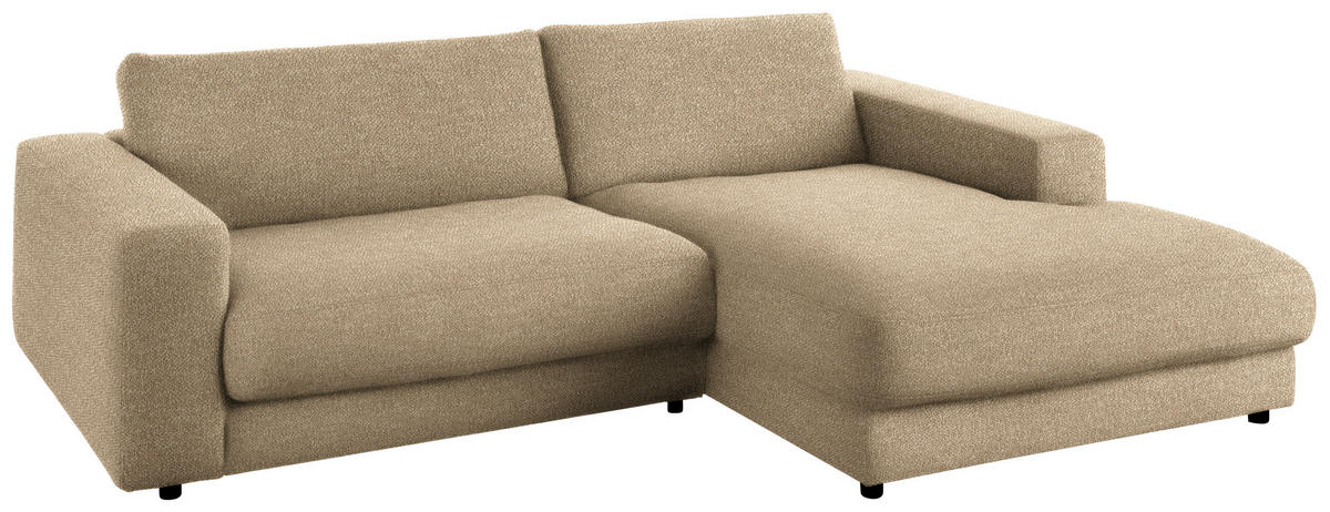 ECKSOFA in Flachgewebe Sandfarben  - Sandfarben/Schwarz, Design, Kunststoff/Textil (270/190cm) - Lomoco
