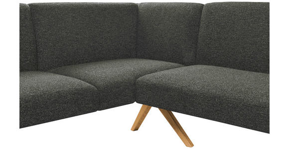 ECKBANK 172/238 cm Webstoff Dunkelgrau Eiche vollmassiv   - Eichefarben/Dunkelgrau, KONVENTIONELL, Holz/Textil (172/238cm) - Linea Natura