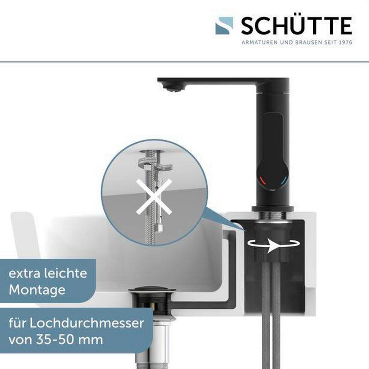 WASCHTISCHARMATUR 32416  - Schwarz, Basics, Metall (5,5/17/17,5cm) - Schütte