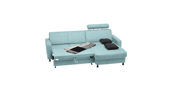 ECKSOFA in Webstoff Türkis  - Türkis/Schwarz, Design, Kunststoff/Textil (257/165cm) - Xora