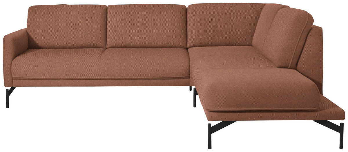 ECKSOFA Nova in Flachgewebe, Struktur Rostfarben  254/230 cm  - Rostfarben/Anthrazit, Design, Textil/Metall (254/230cm) - Johann Jakob