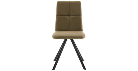 STUHL in Eisen Lederlook, Mikrofaser Metall, Textil - Schwarz/Olivgrün, MODERN, Textil/Metall (47/92/60cm) - Cantus