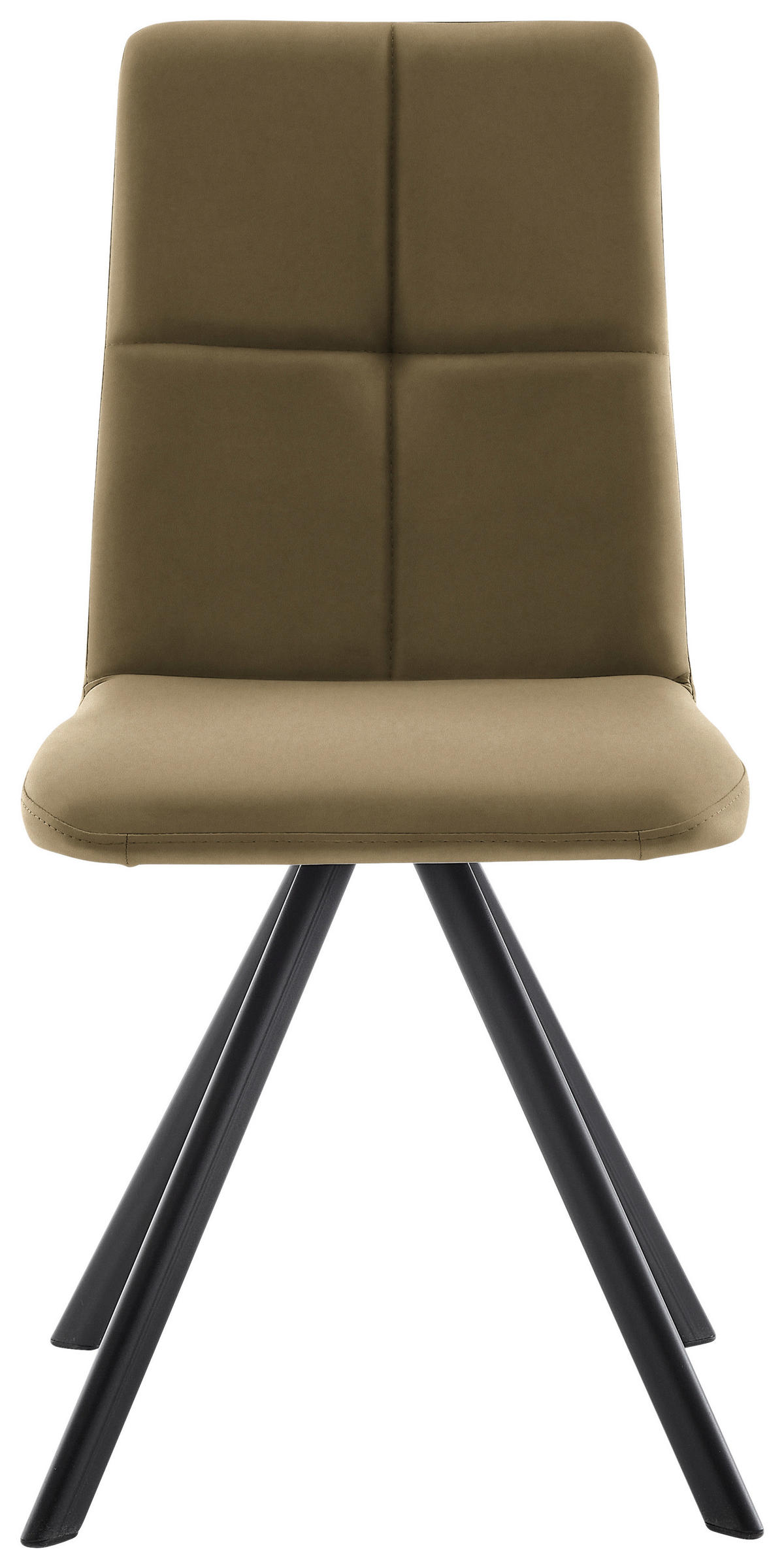 STUHL  in Eisen Lederlook, Mikrofaser Metall, Textil  - Schwarz/Olivgrün, MODERN, Textil/Metall (47/92/60cm) - Cantus