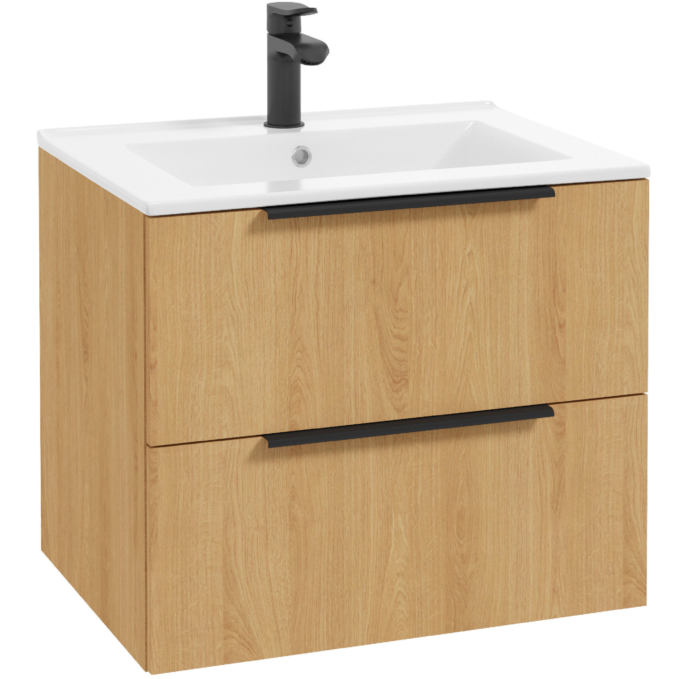 KOMBI UMIVAONIK boje hrasta - bijela/boje hrasta, Moderno, drvni materijal/metal (62cm) - MID.YOU