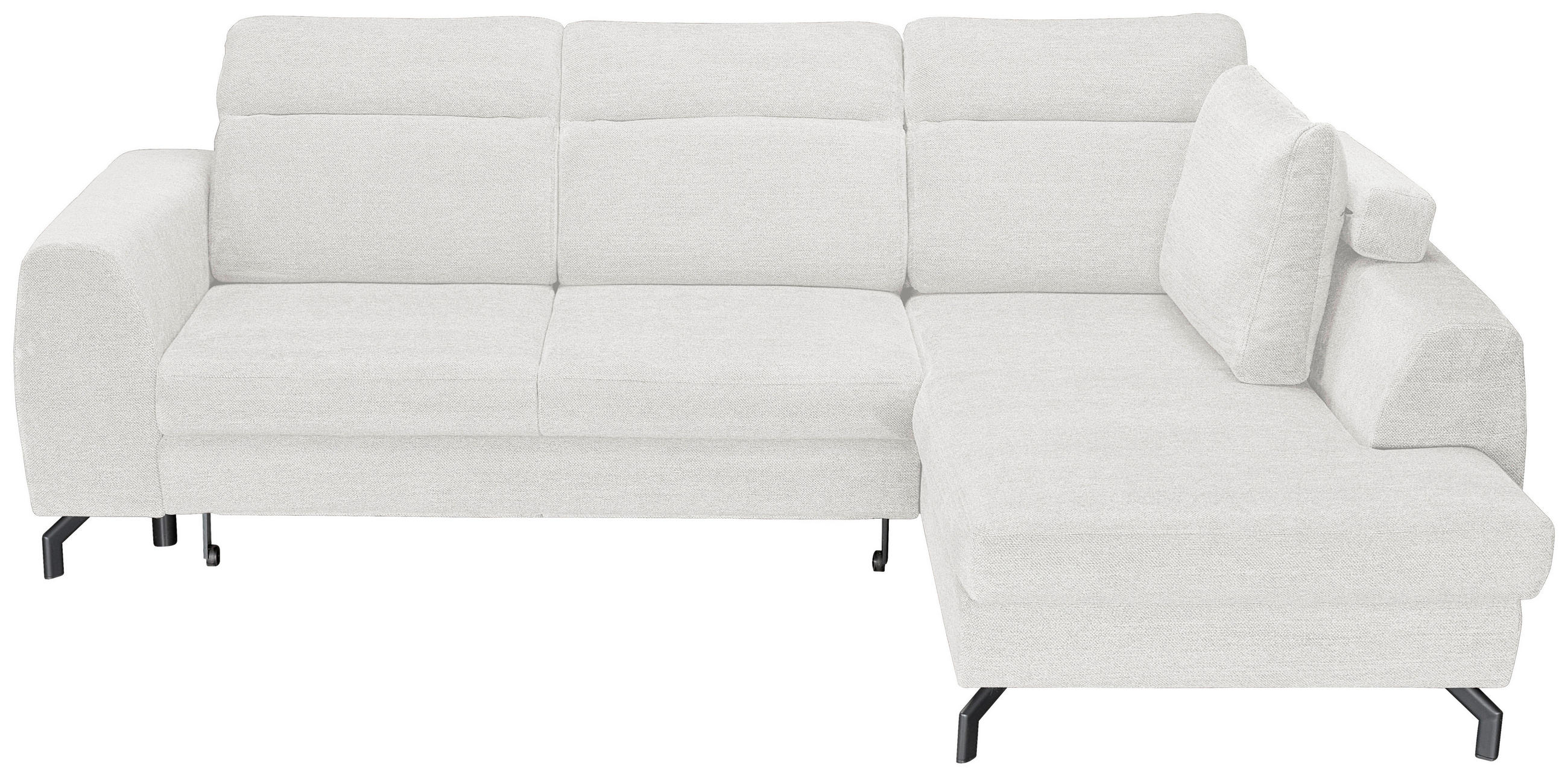 ECKSOFA Weiß Chenille  - Schwarz/Weiß, KONVENTIONELL, Textil/Metall (240/185cm) - Carryhome