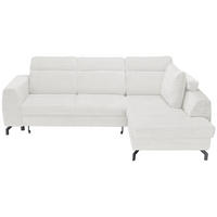 ECKSOFA Weiß Chenille  - Schwarz/Weiß, KONVENTIONELL, Textil/Metall (240/185cm) - Carryhome