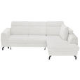ECKSOFA Weiß Chenille  - Schwarz/Weiß, KONVENTIONELL, Textil/Metall (266/185cm) - Carryhome