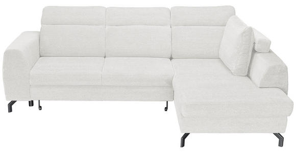 ECKSOFA Weiß Chenille  - Schwarz/Weiß, KONVENTIONELL, Textil/Metall (266/185cm) - Carryhome