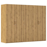 DREHTÜRENSCHRANK 251/197/60 cm,  in Eichefarben, 5-türig  - Eichefarben/Silberfarben, Design, Holzwerkstoff/Kunststoff (251/197/60cm) - Novel