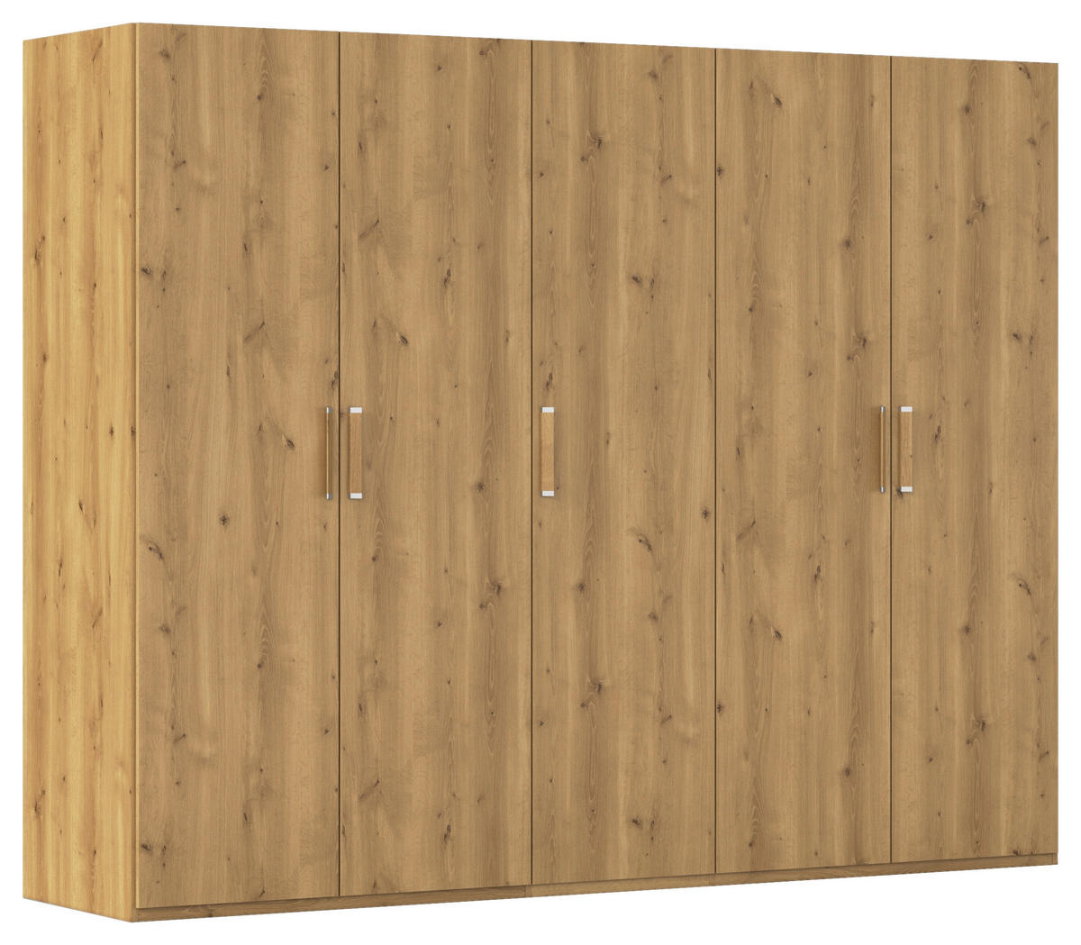 DREHTÜRENSCHRANK 251/197/60 cm,  in Eichefarben, 5-türig  - Eichefarben/Silberfarben, Design, Holzwerkstoff/Kunststoff (251/197/60cm) - Novel