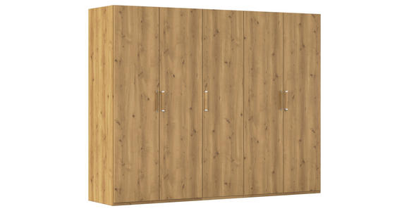 DREHTÜRENSCHRANK  in Eichefarben  - Eichefarben/Silberfarben, Design, Holzwerkstoff/Kunststoff (251/197/60cm) - Novel