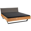 BALKENBETT 160/220 cm,  in Wildeiche, Grau, gepolstertes Kopfteil,  - Wildeiche/Schwarz, Natur, Holz/Textil (160/220cm) - Linea Natura