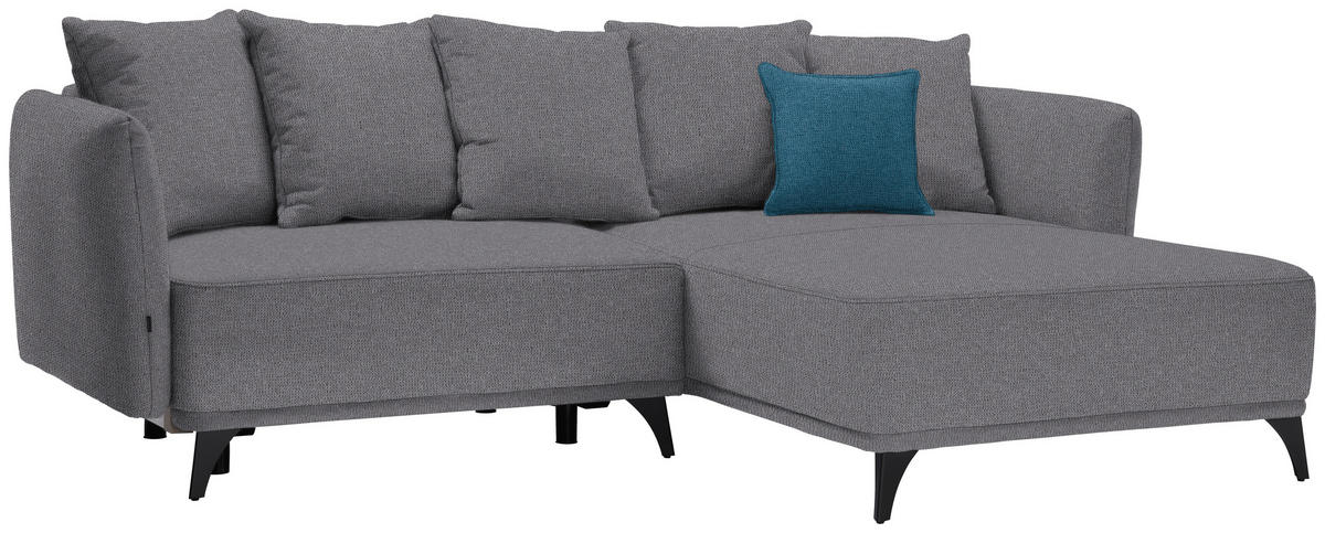 ECKSOFA in Chenille Dunkelgrau  255/172 cm  - Blau/Dunkelgrau, LIFESTYLE, Textil/Metall (255/172cm) - Carryhome
