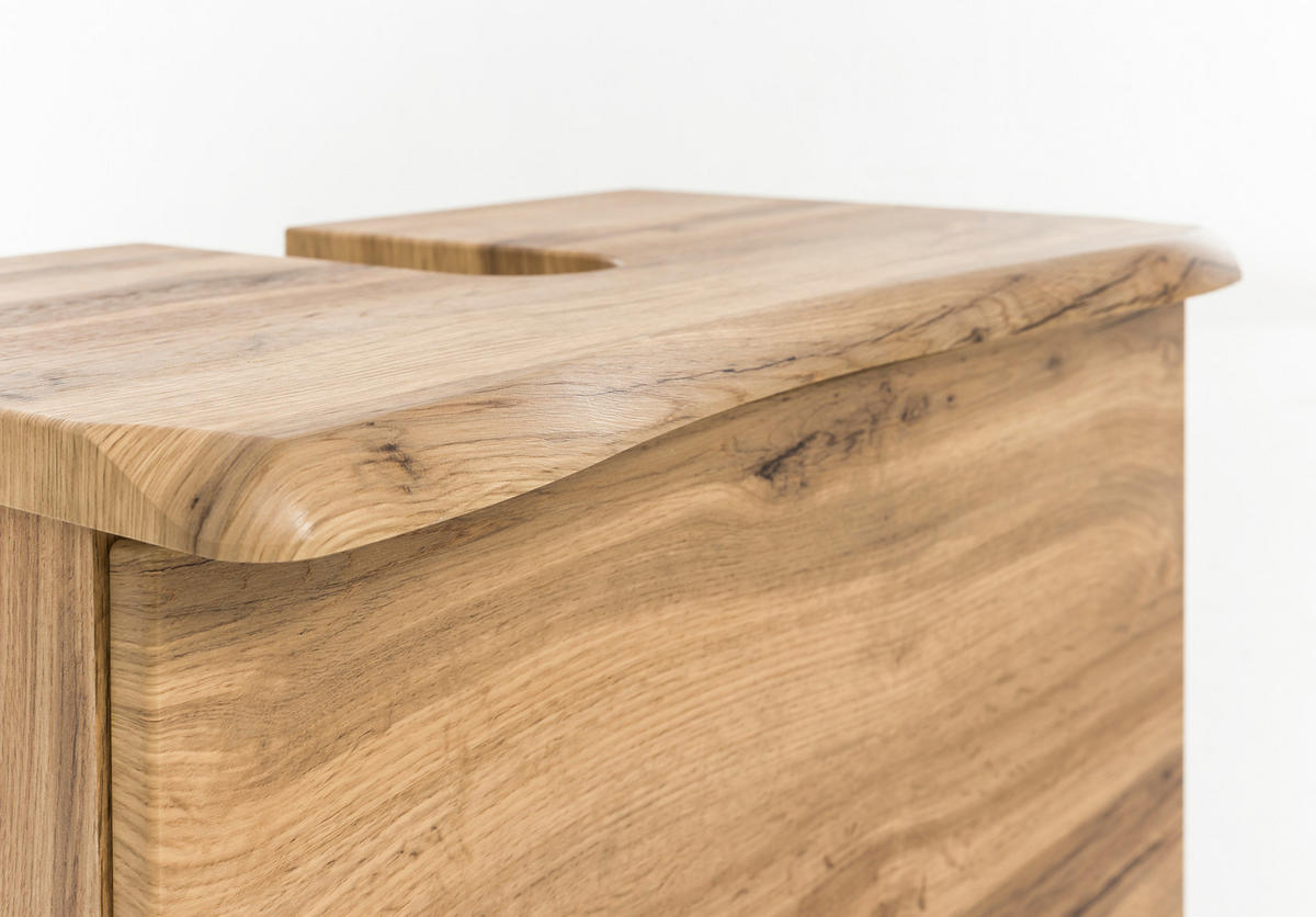 WASCHTISCHUNTERSCHRANK  - Eiche Wotan/Silberfarben, Natur, Holzwerkstoff/Kunststoff (61/55/40cm) - Xora