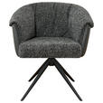 ARMLEHNSTUHL  Stoffauswahl, Sitzfläche 180° drehbar Webstoff  - Dunkelgrau/Schwarz, Design, Textil/Metall (69/80/68cm) - Novel