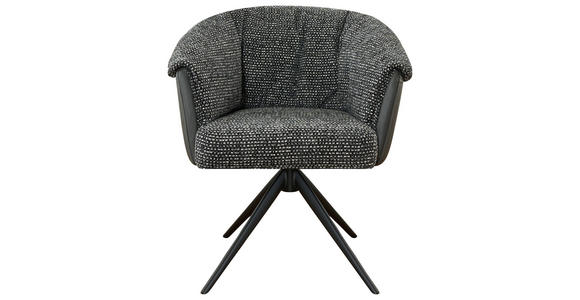 ARMLEHNSTUHL  Stoffauswahl, Sitzfläche 180° drehbar Webstoff  - Dunkelgrau/Schwarz, Design, Textil/Metall (69/80/68cm) - Novel