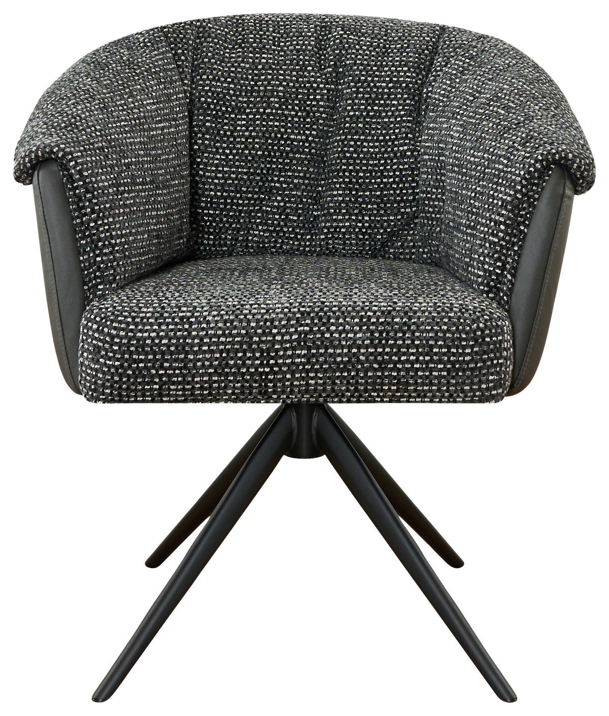 ARMLEHNSTUHL , Stoffauswahl, Sitzfläche 180° drehbar , Webstoff  - Dunkelgrau/Schwarz, Design, Textil/Metall (69/80/68cm) - Novel