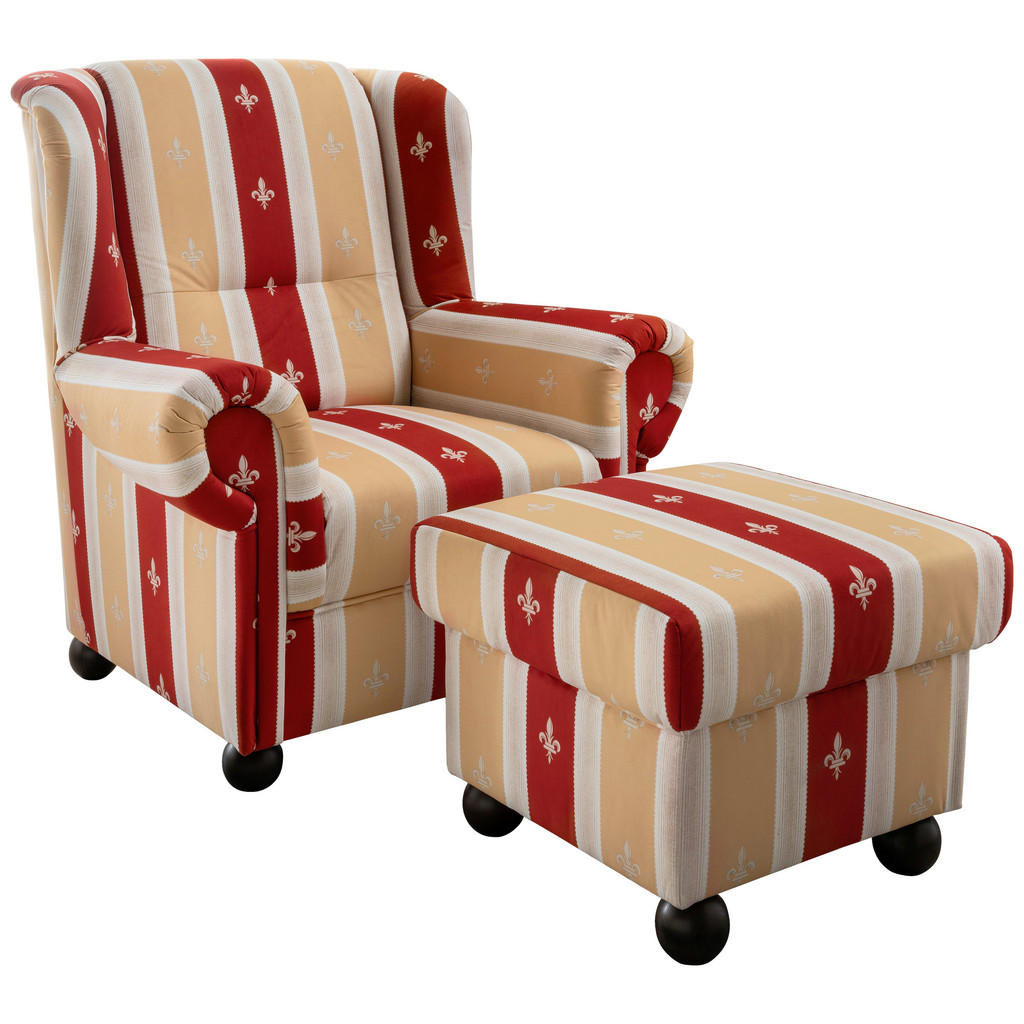 Relaxsessel mit Hocker Torello Gestreift Rot