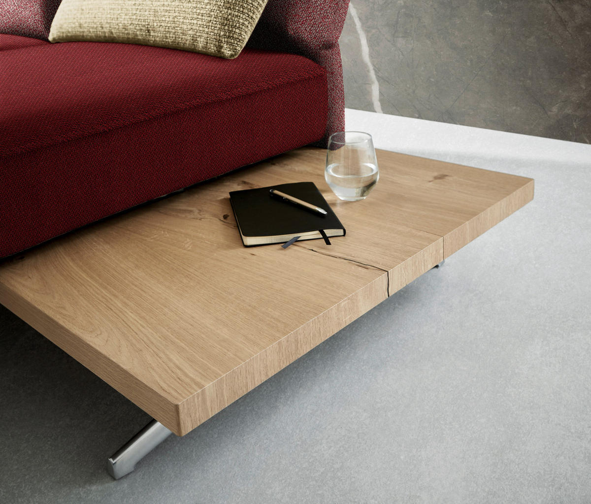 ECKSOFA in Flachgewebe Rot  - Chromfarben/Rot, Design, Holz/Textil (132/240cm) - Koinor